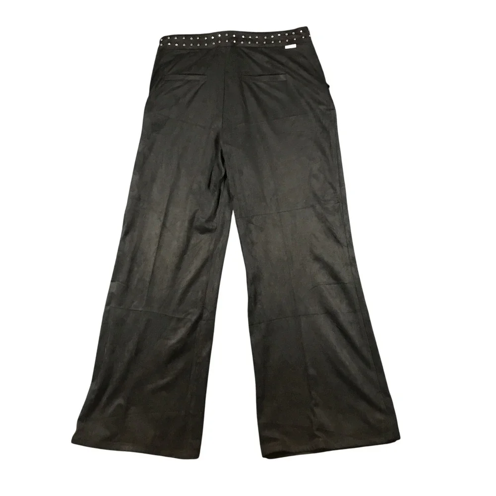 Dear John Faux Suede Studded Wide Leg Pants Womens 32x30 (Tag 30) Black